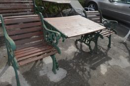 Garden Table with Two Armchairs on Cast Iron Suppo
