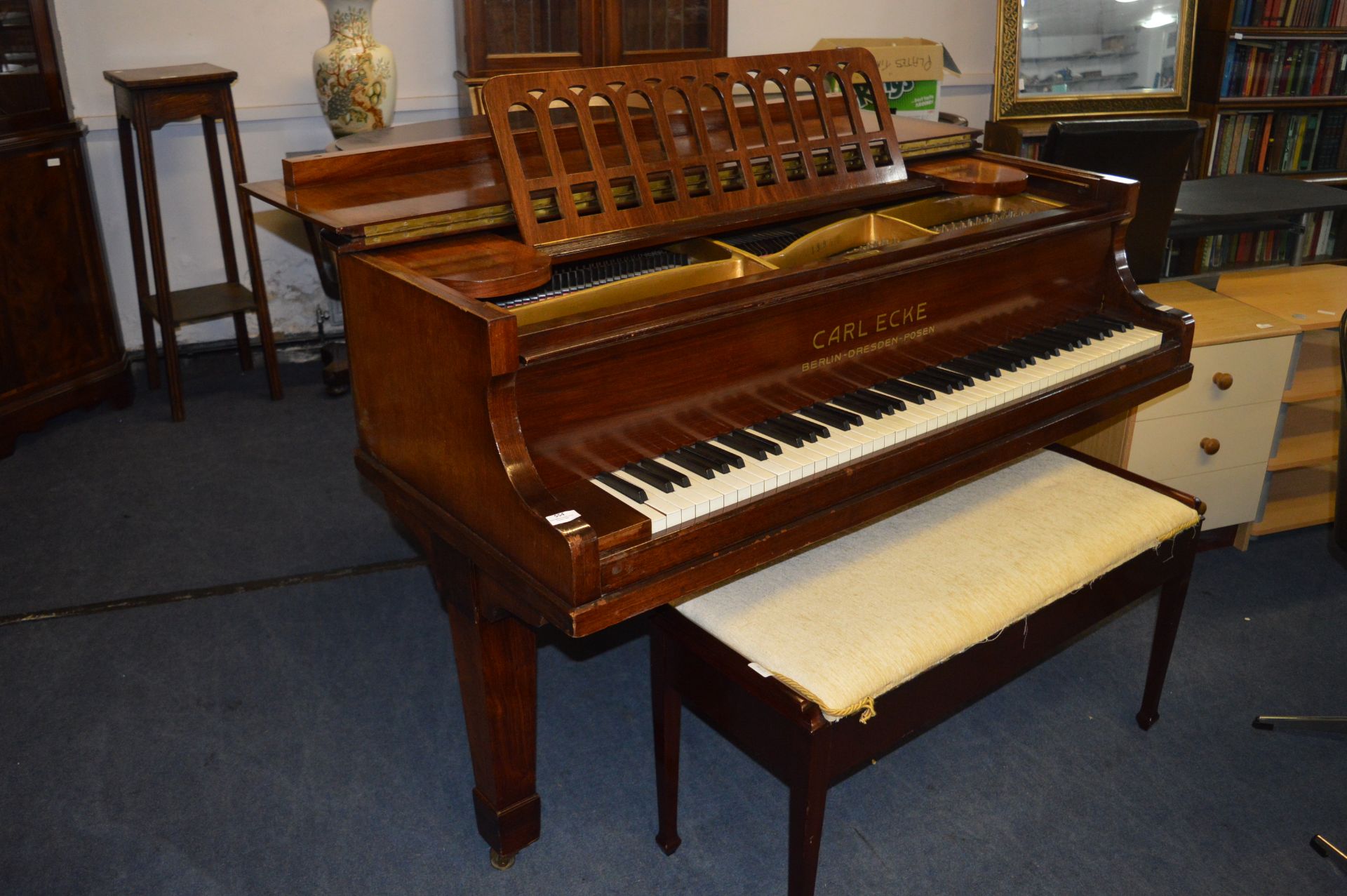 Carl Ecke of Berlin Walnut Cased Piano with Duet S