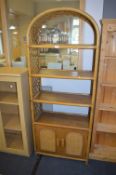 Cane Four Height Shelf Unit with Cupboard Under