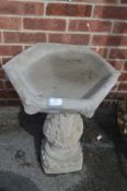 Reconstituted Limestone Hexagonal Topped Birdbath