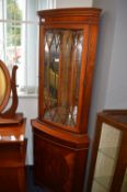 Walnut Effect Corner Display Cabinet