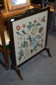 Fire Screen with Needlework Panel