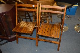 Pair of Stained Beech Folding Chairs