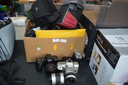 Box Containing Assorted Camera Spares, Bodies, Lig