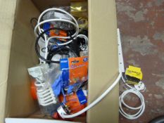 Box of Electrical Fittings Including Extension Lea