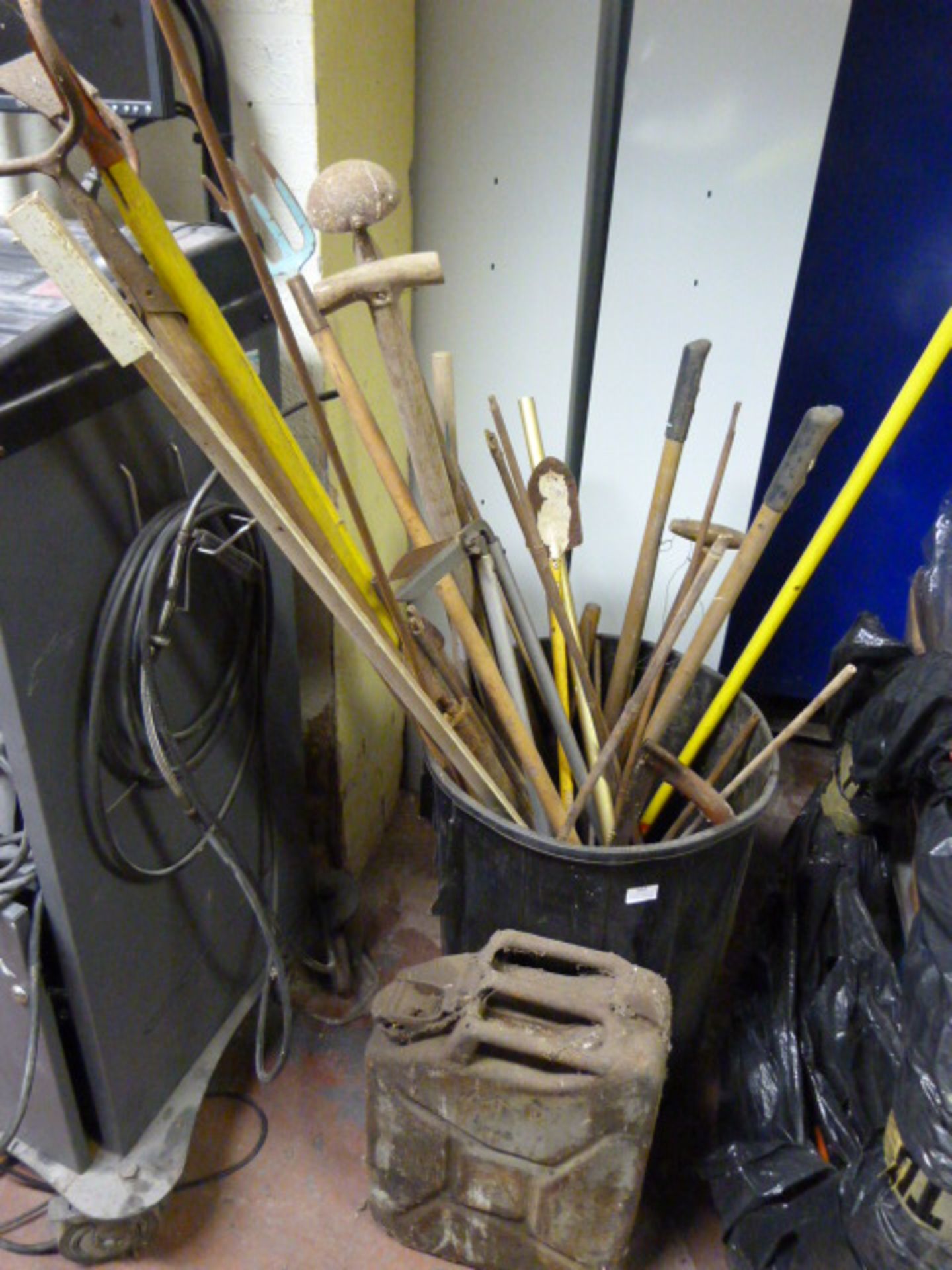 Plastic Bin Containing Assorted Garden Tools and a