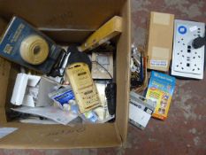 Box of Assorted Tools Fittings, Adhesives, etc.