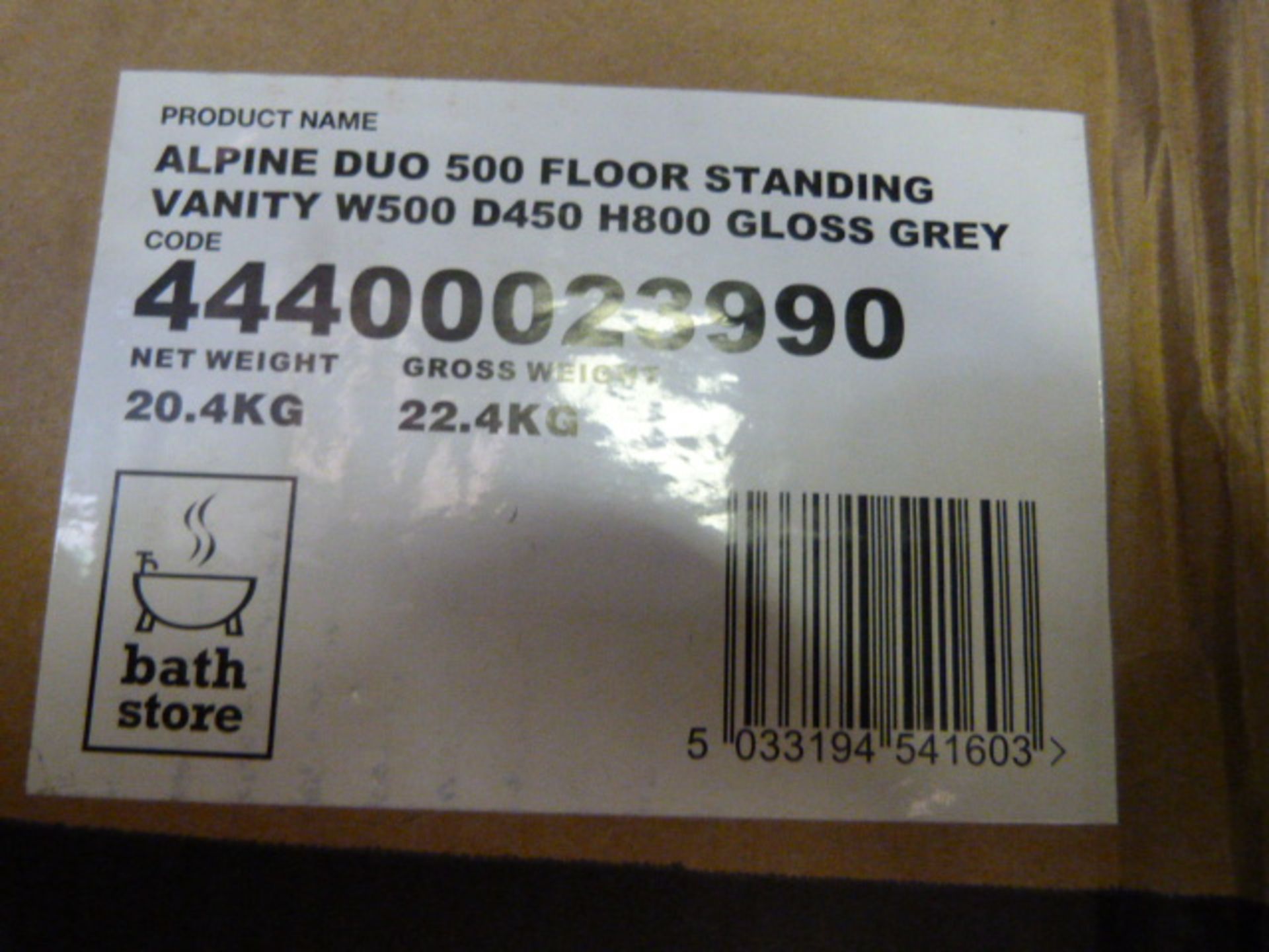 *Alpine Gloss Grey Floor Standing Vanity Unit 500x400x800mm