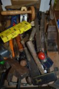 Box of Assorted Vintage and Modern Woodworking / Carpenters Hand Tools etc