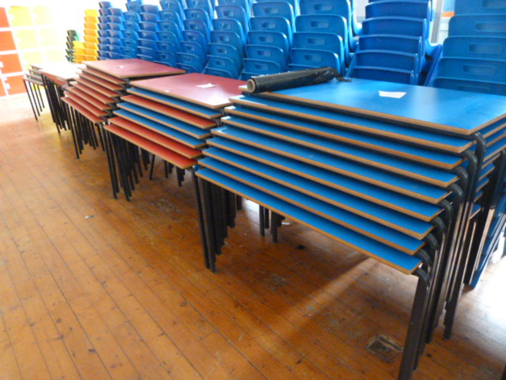 *Twenty Four Red & Blue Stackable School Tables