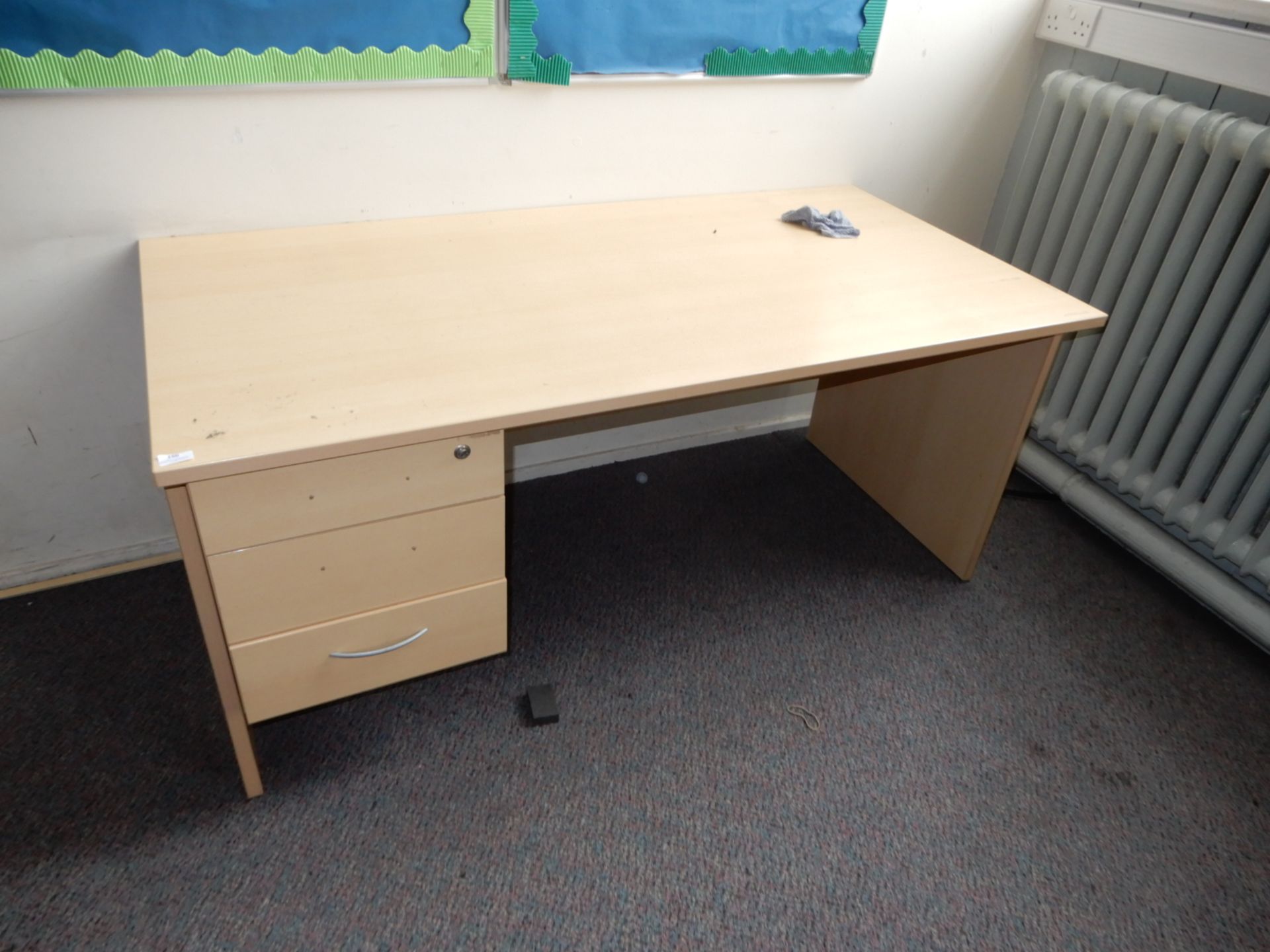 *Single Pedestal Desk In Light Beech Finish - Image 2 of 2