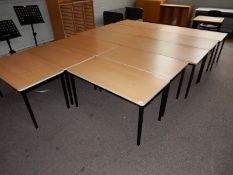 *11 School Tables on Black Steel Frames with Beech