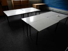 *Eight Stackable School Tables with Grey Fleck Top