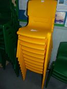 *Ten Yellow Plastic Stackable Chairs