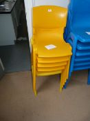 *Five Yellow Plastic Stackable School Chairs