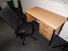*Modern Single Pedestal Desk and a Mesh Back Chair
