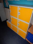 *Bank of Seven Grey and Yellow Cubicle Lockers