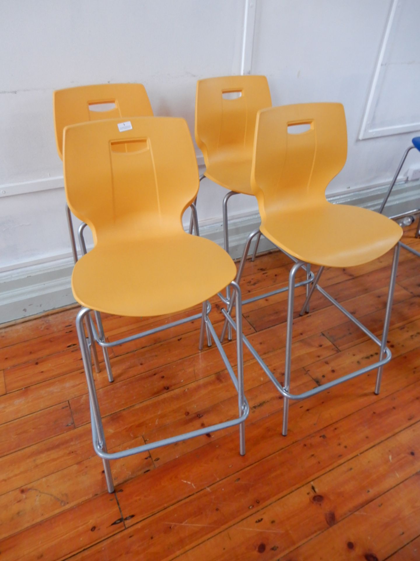 *Set of 4 High Seat Bar Stools on Silver Frames wi - Image 2 of 2