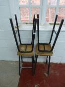 *Four Metal Framed Stools with Wood Tops