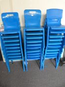 *Twenty Seven Stackable Blue Plastic Chairs