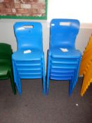 *Eleven Blue Plastic Stackable Chairs
