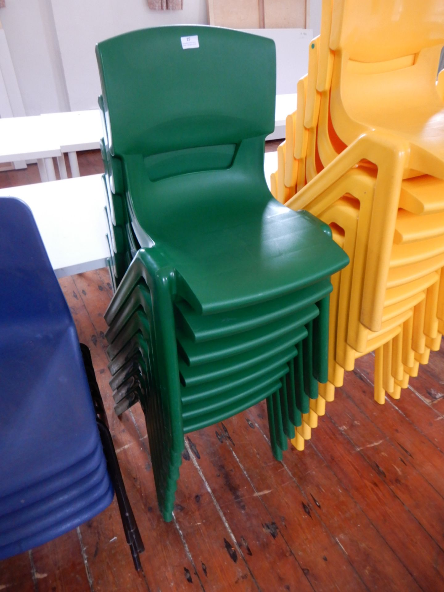 *7 Green Stackable Chairs - Image 2 of 2