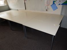 *Twelve School Desk with Cream Tops and Silver Fra