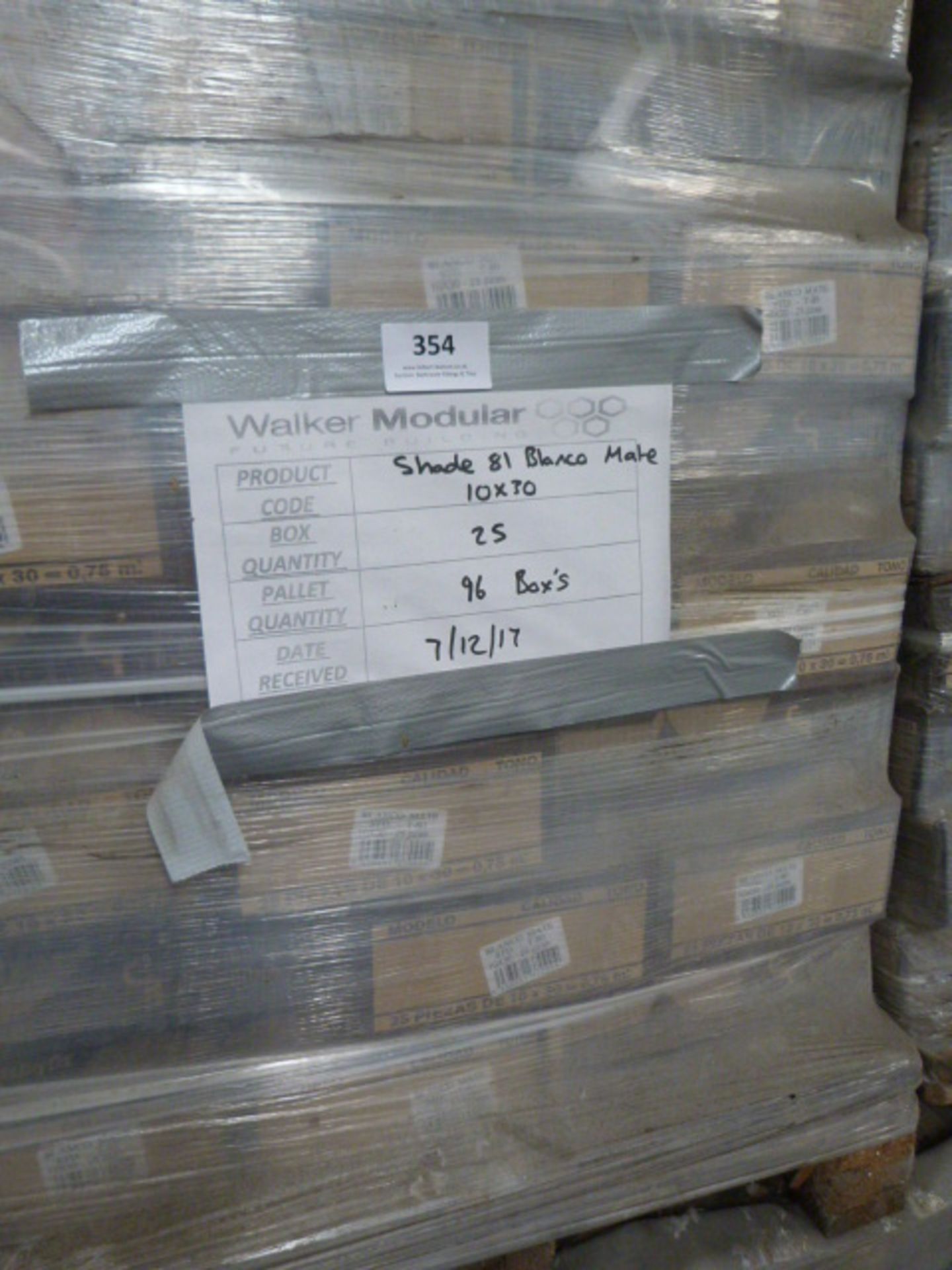 *96 Boxes of Bianco Mate 10 by 30 Ceramic Tiles