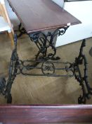 Pair of Reproduction Cast Iron Tables with Wooden