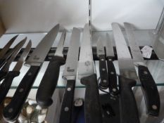 *Magnetic Knife Rack and a Quantity of Kitchen Kni