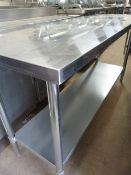 Stainless Steel Preparation Table with Shelf 180x6