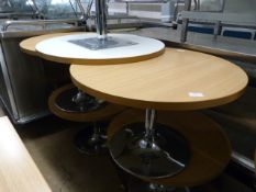 Five Circular Tables on Chrome Pedestal Bases