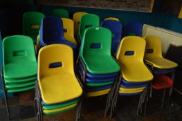 *97 Polypropylene Stackable Chairs in Yellow, Gree