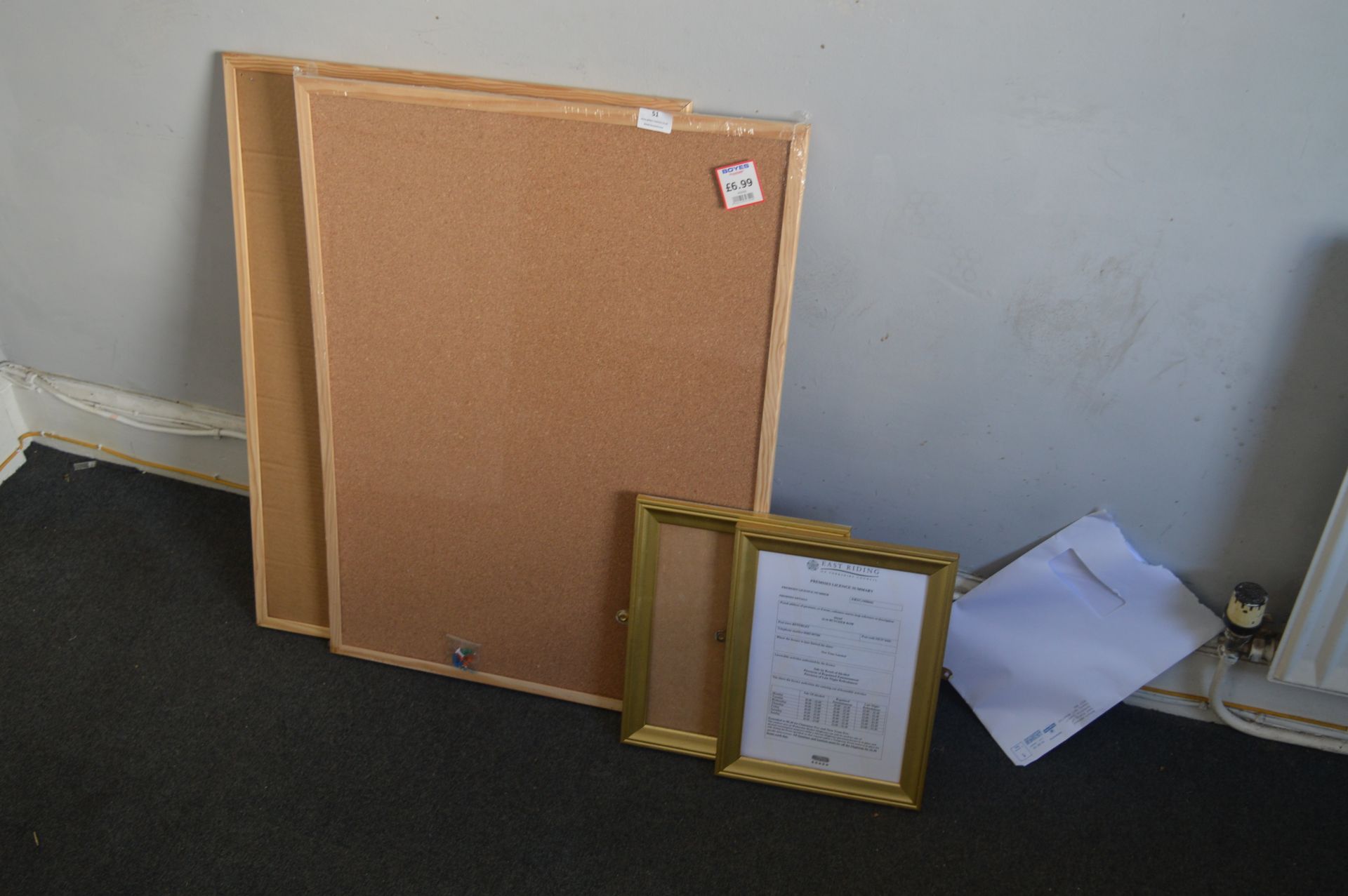 *2 Cork Notice Boards and 2 Gilt Frames