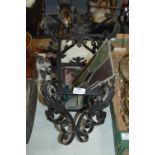 Wrought Metal Hall Lantern with Lead Glass Panels