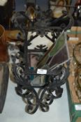 Wrought Metal Hall Lantern with Lead Glass Panels