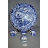 Copeland Spode Blue & White Charger 37.5cm with Two Beakers and Two Small Dishes