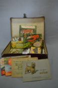Small Travel Case and Contents of Brooke Bond Tea Cards and Wills Cigarette Cards