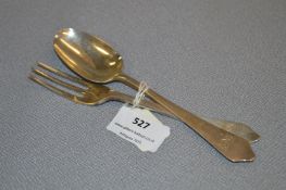 Silver Dinner Spoon and Fork Set - London 1883, Approx 83g
