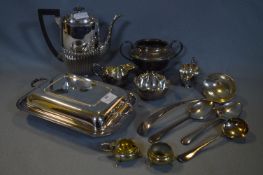 Quantity of Silver Plate Including Coffee Pot, Serving Dish, Ladle, Sauce Boats, etc.