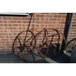 Pair of Farming Cast Iron Hand Crank Shearing Wheels