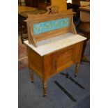 Walnut Washstand with Marble Top and Tiled Back Panel