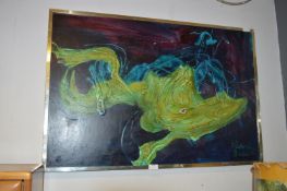 1960'70's Abstract Painting signed Haddock