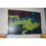 1960'70's Abstract Painting signed Haddock