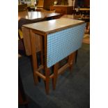 Blue Check Pattern Formica Topped Gate Leg Kitchen Table