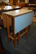 Blue Check Pattern Formica Topped Gate Leg Kitchen Table