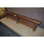 Carved Oak Wall Mounted Shelf Coat Rack with Eleven Hooks