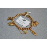 9ct Gold Charm Bracelet - Approx 31.1g