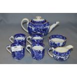 Copelands Blue & White China Tea Ware (7 Pieces)