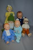 Collection of Six Composition and Plastic Dolls